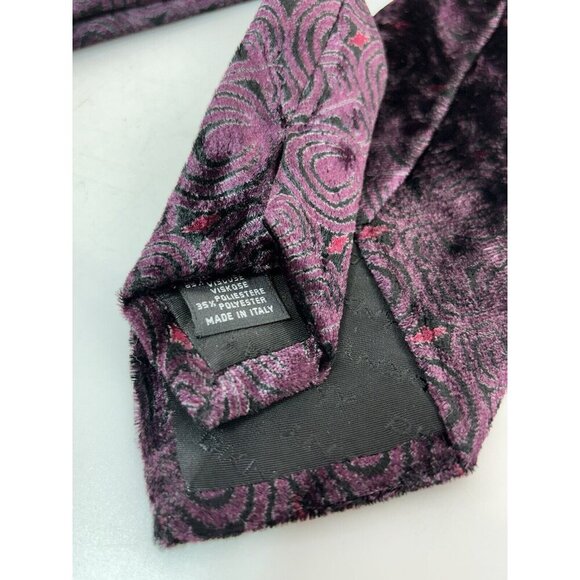VTG ASSORTED LOT OF 3 - Purple Silk Ties Made in Italy - Abstract Retro Patterns - Picture 4 of 13